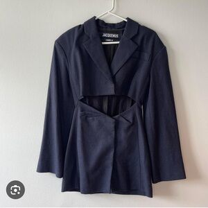 NWT Jacquemus navy linen blazer-mini dress